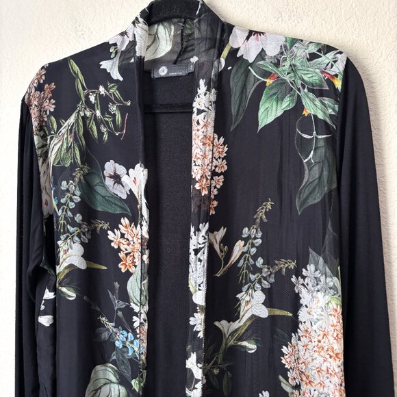 M Made in Italy Silk Floral Sheer Longline Open Front Lightweight Cardigan - Picture 4 of 13
